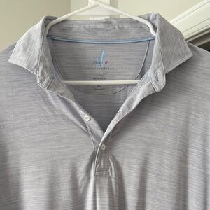 Johnnie-O Men's Light Gray Polo Shirt -Long sleeve Size Large